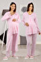 Pink Lace Dressing Gown Maternity Pajama Set Effortt