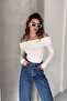 Pack of 3 Madonna Collar Corded Fabric Ribbed Knit Blouse Long Sleeve Flexible Basic Top - 2