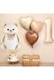 Cute Seating Bear with Bowknot Retro Heart Foil Cream Age Balloon Birthday Party Set Ornament - 2