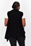 Women Sleeveless Open Front Ribbed Cardigan, Black - 3