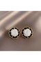 Women's Earrings Flower Motif French Style Black and White Earrings - 2
