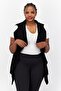 Women Sleeveless Open Front Ribbed Cardigan, Black