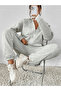 Gray Hooded Full-Zip Thick Winter Oversized Outdoor Women's Tracksuit Set - 2