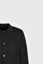 Men's Black 100% Cotton Warm Standard Fit Regular Fit Shirt Collar Pocket Knitwear Jacket - 8