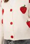 Women's Ecru Strawberry Pattern V-Neck Cardigan - 5