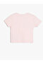 Stone Detailed Heart Printed Crew Neck Cotton Short Sleeve T-Shirt - 2