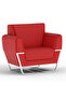 Red PU Leatherette Single Seater Sofa, Comfortable Living Room Furniture