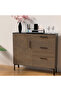 Wooden Chest Drawer with 3 Drawers and 1 Door Shelf Cabinet-Ferro Bronze MFC and Black - 2