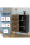 Wooden Chest Drawer with 4 Drawers and 3 Open Shelf Cabinet-Dark Hunton Oak and Black - 3