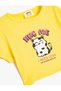 Crew Neck Short Sleeve Kitten Print Yellow Girl's T-Shirt 5Skg10252Ak - 3