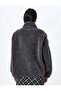 Zippered Stand Collar Oversize Plush Sweatshirt with Pocket Detail - 4