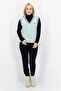Women V-Neck Crochet Sweater Vest, Mint Green - 2