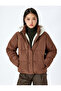Hooded Faux Fur Lined Puffer Jacket with Zipper - 3
