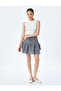 Flounced Layered Lace-Up Plaid Mini Skirt
