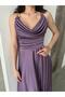 Lilac Chain Strap Chest Draped Evening Dress - 6