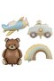 Retro Foil Balloon Set of 4; Airplane, Car, Rainbow and Teddy Bear - 2