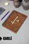 دفتر ملاحظات خشبي منقوش من Elif Vav - جدول الأعمال والكتب المدرسية (A5 - 120 صفحة)