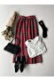 Red Plaid Long Waist Gathered Skirt - 4