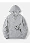 Unisex Cat Printed Hooded Oversize Sweatshirt - 2