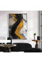 Hari̇kabi̇rev | Black-Yellow-Gray Abstract Patterned Model 002 | Framed Tempered Glass Table Single Vertical