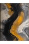 Hari̇kabi̇rev | Black-Yellow-Gray Abstract Patterned Model 002 | Framed Tempered Glass Table Single Vertical - 2