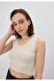 Women's Cream Color V-Neck Crop Blouse
