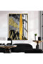 Hari̇kabi̇rev | Gold-Black-Gray Abstract Leaf Patterned Model 01 | Framed Tempered Glass Table Single Vertical