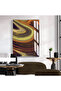 Hari̇kabi̇rev | Abstract Brown-Green Patterned Model 1 | Framed Tempered Glass Table Single Vertical