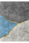 Hari̇kabi̇rev | Abstract Gray-Gold-Blue Elegant Loved Pattern 1 | Framed Tempered Glass Table Single Vertical - 2