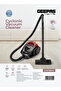 1400 W Cyclonic Vacuum Cleaner - 1.5 L Dust Bag Capacity, Low Noise Operation - 8