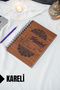 Istanbul Themed Wooden Cover Notebook - Checkered Notebook - Agenda - School Notebook (A5 - 120 Pages)