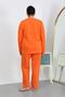 Women's Large Size Long Sleeve Combed Cotton Pajama Set Orange 202501 - 5