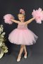 Pink Pompom Sleeves Children's Evening Dress Show Party Dress Aby192 - 3