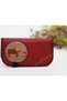 Cow Figured Large Wallet Ethnic Bohemian Retro Vintage Style -Bordo