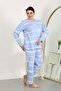 Women's Large Size Long Sleeve Combed Cotton Pajama Set Blue 202502 - 5