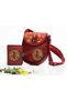 Cross Braided Arm Bag with Witch Figure Design, Burgundy and Wallet Burgundy Combination