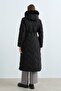 Hooded Goose down Coat Black - 4