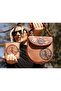Cadi Figured Designed Cross Knitted Shoulder Bag and Wallet Combination - Tan