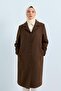 Large Size Mono Closure Coat Brown - 3