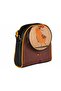 Small Postman Shoulder Bag with Bird Figure Ethnic Bohemian Style - Black