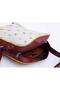 Large Postman Shoulder Bag with Little Prince Figure, Ethnic Bohemian Style - Burgundy - 7