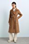 Double Breasted Belted Coat Camel - 2