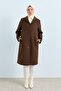 Large Size Mono Closure Coat Brown - 2