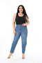 Women's Plus Size Blue High Waist 5 Pockets Jeans 65N38479 - 5