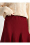 80121 Thick Pleated Knitwear Skirt with Elastic Waist-Claret Red - 4