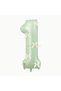 1 Year Old Water Green Numeral Foil Balloon - with White Ribbon and Bow