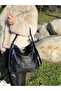 Black Soft Leather Women's Arm Shoulder Crossbody and Backpack