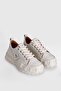 Genuine Leather High-Top Lace-Up Women's Sneakers, White - 4