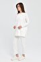 Ecru Color Cotton Ribbed Knitted Pants and Tunic Set - 5
