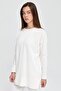 Ecru Color Cotton Ribbed Knitted Pants and Tunic Set - 7